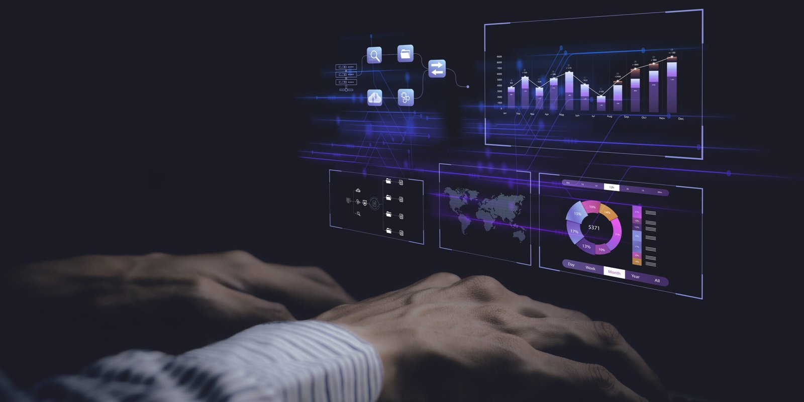 businessman working with business Analytics and Data Management